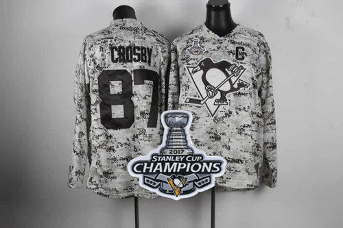 Penguins #87 Sidney Crosby Camo Stanley Cup Finals Champions Stitched NHL Jersey - Click Image to Close